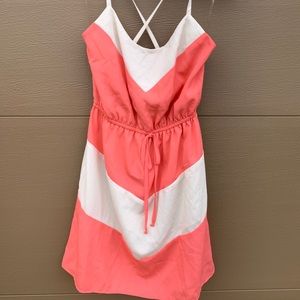 Color Block Dress- Coral/Cream
